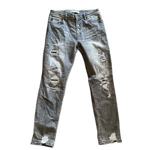 KanCan Janis High Rise Slim Straight distressed jeans Gray Sz 29